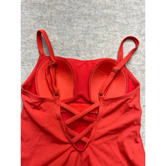 Kona Sol Coral Red OnePiece Swimsuit Small Beach Ocean Pool Swim - Picture 5 of 7